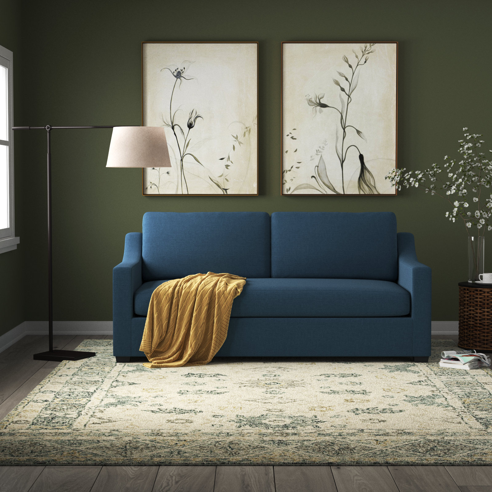 Cranbrook 88'' Upholstered Sofa, Bayou Midnight Canvas
