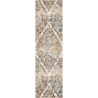 8' Runner Ivory Oriental Runner Rug