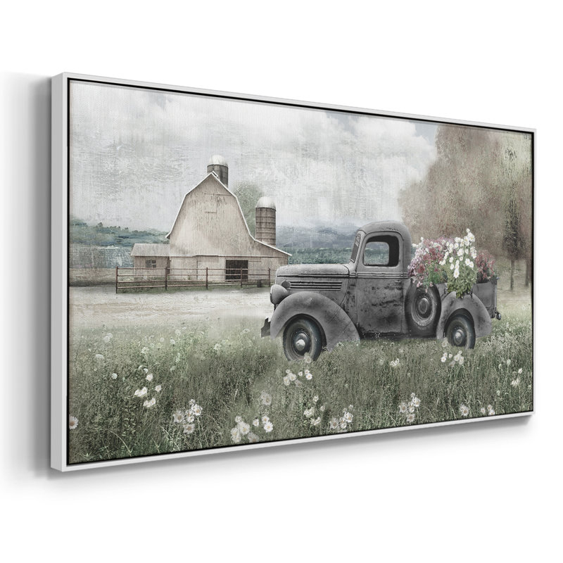 Country Nostalgia - Toile tendue avec cadre, prête à accrocher, H 21 po x l 41 po, Blanc