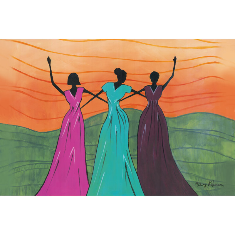 Three Women Sunrise - Wrapped Canvas Painting, 20cm H x 30cm W x 3.8cm D