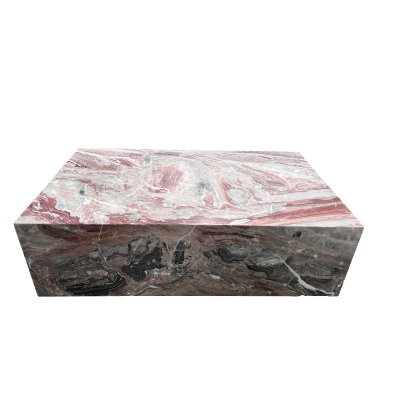 Genuine Marble Block Coffee Table - Arabescato Orobico Rosso Marble