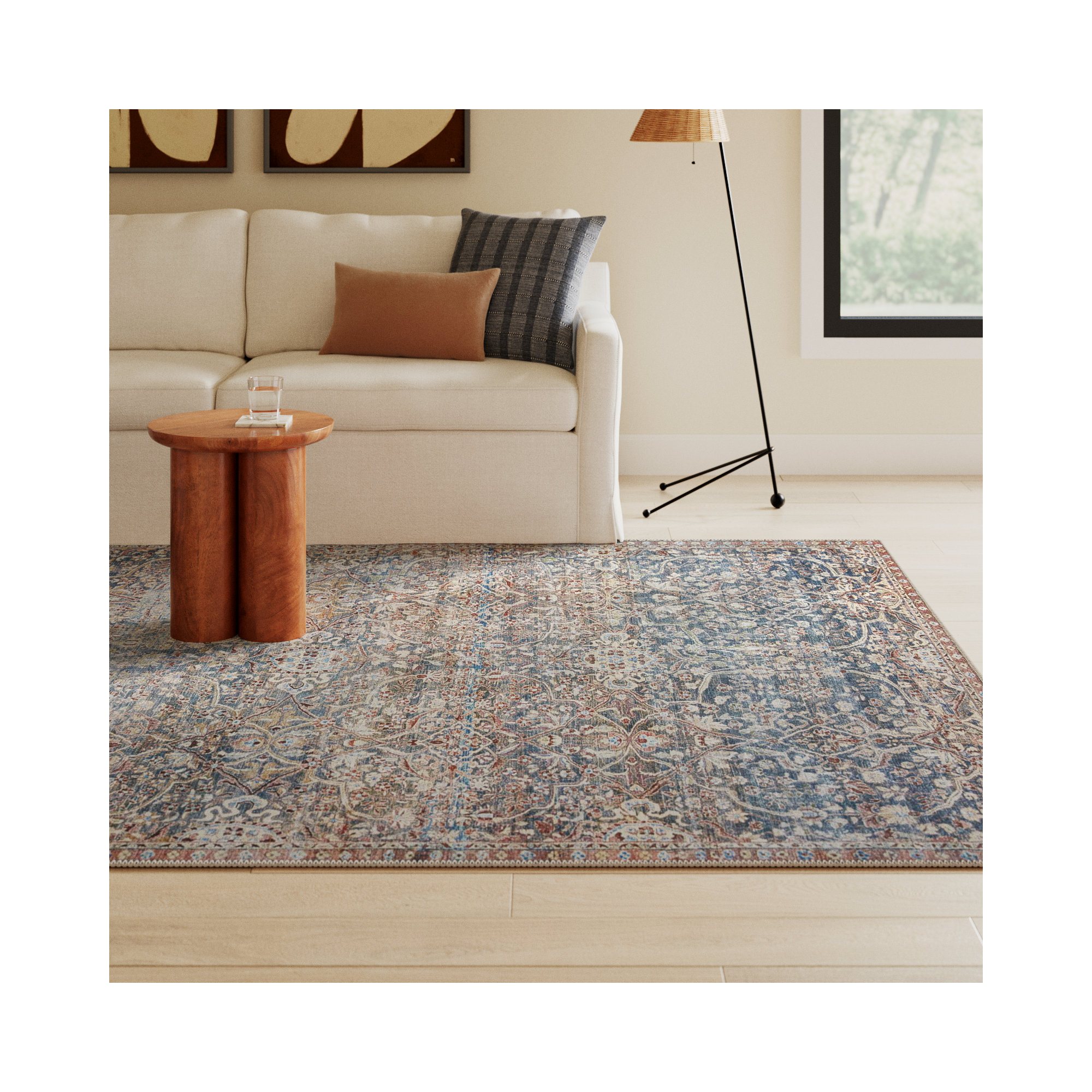 Chris Loves Julia x Loloi Jules Oriental Denim/Spice Area Rug, Rectangle 7'6" x 9'6"