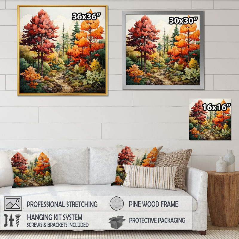Pine Tree Autumn Magic II - impression, H 24 po x l 24 po x P 1 po, Cadre flottant noir