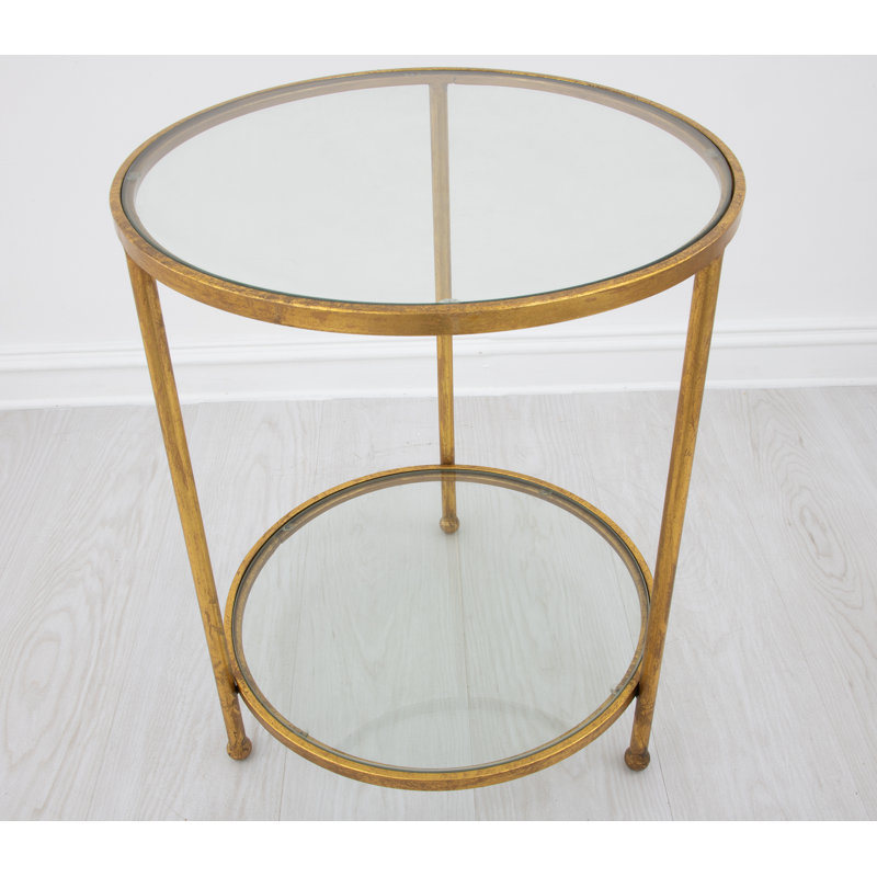 Lilia End Table, Antiqued Gold Leaf