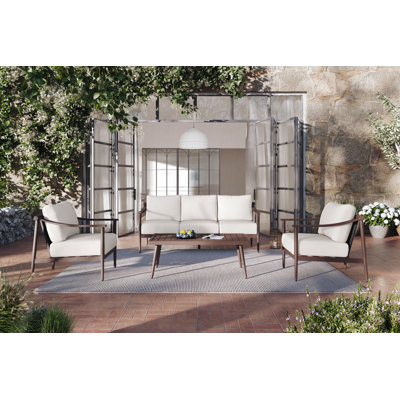 Lorence 4-Piece Olefin Fabric Outdoor Conversation Set