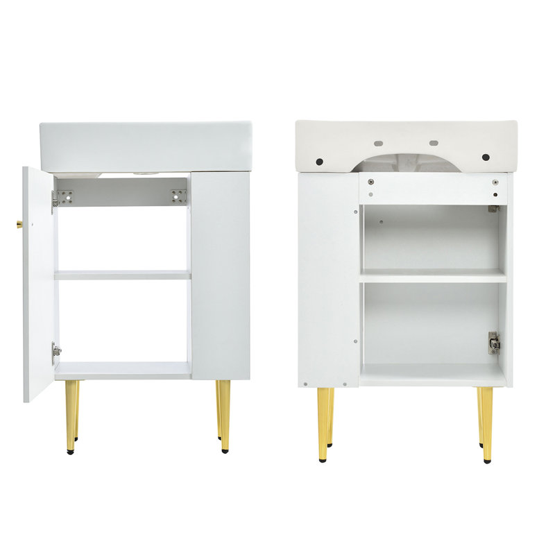 21.6'' Single Bathroom Vanity with Ceramic Top