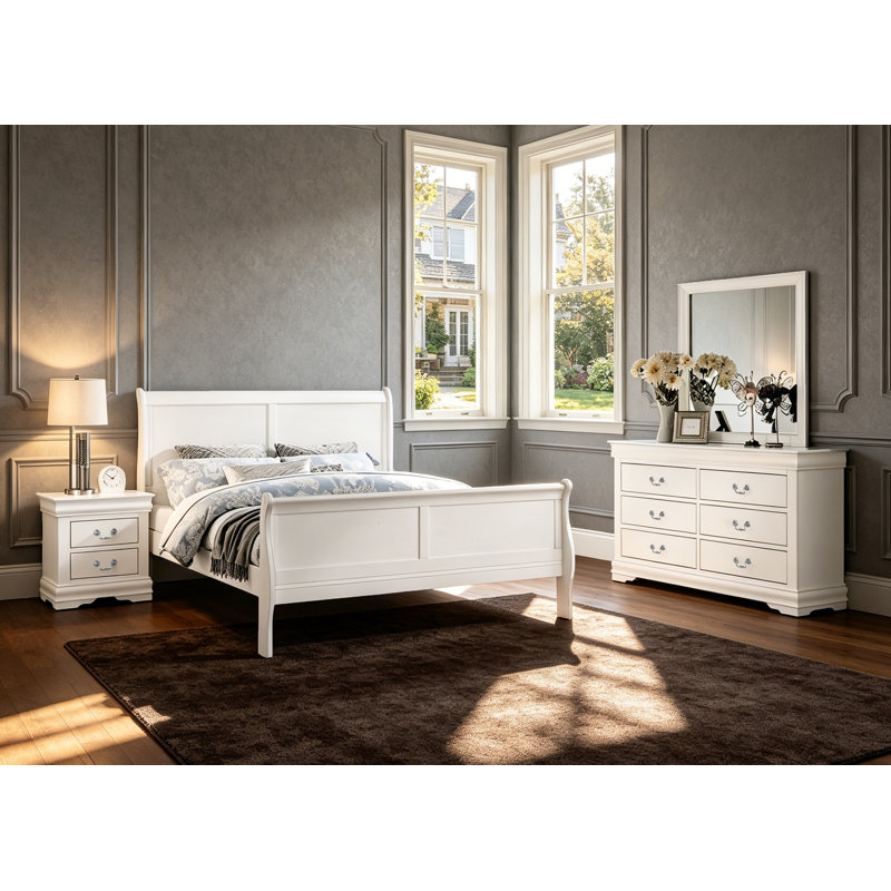 4 pièces Gillett, Grand lit, Blanc
