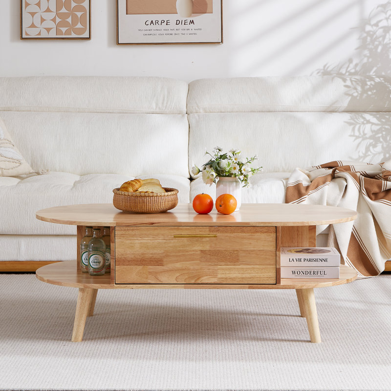 Solid Wood Coffee Table With 2 Drawers