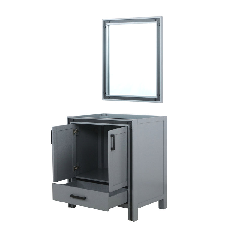 30 po De salle de bain gris foncé avec miroir 28 et rangement grandiose, Gris foncé