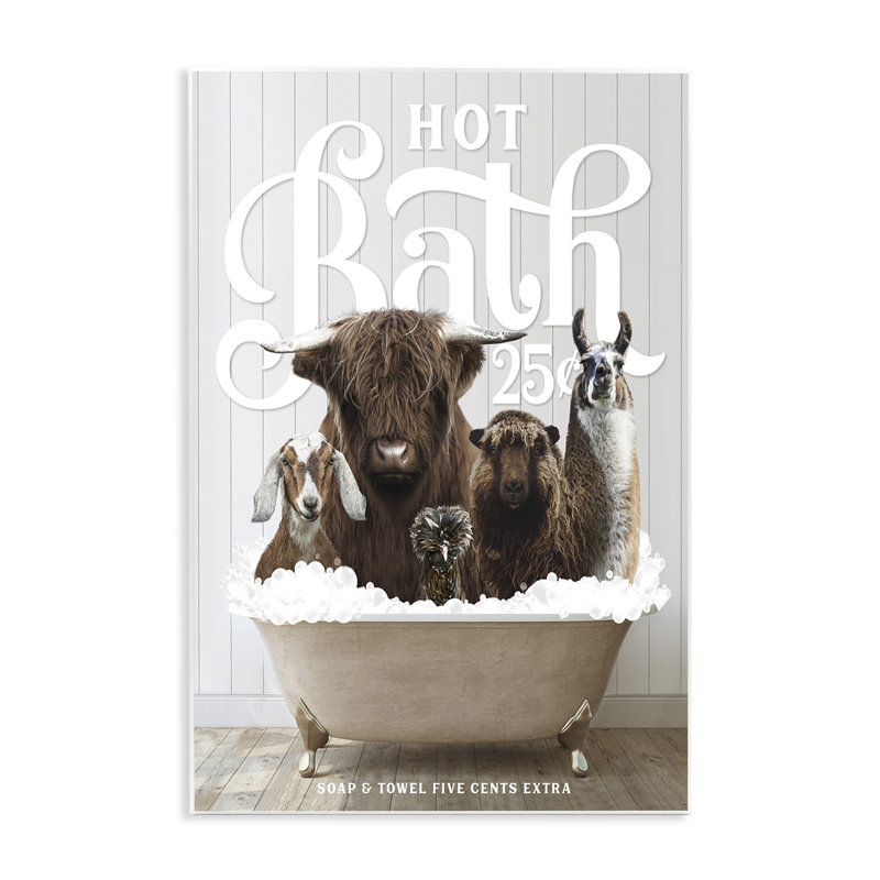 " Farm Animals In Bath ", 15" H x 10" W x 0.5" D
