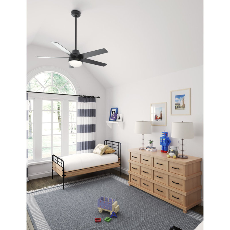 52" Aerodyne 5 - Blade Smart Standard Ceiling Fan with Lights and Remote, Matte Black