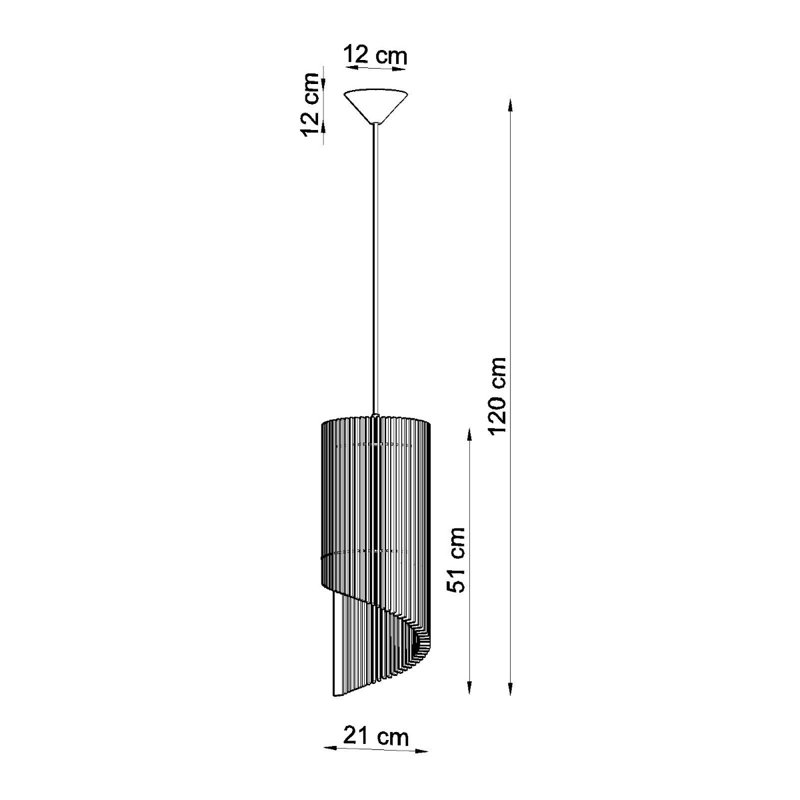 Drews 1 - Light Wood Pendant, 120cm H x 21cm W