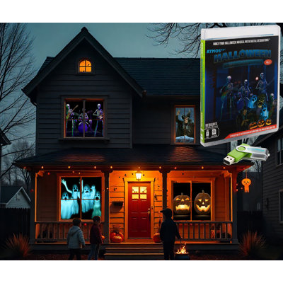 Halloween Hollusion Digital Decoration On USB Includes 8 Atmosfx Video Effects For Hallloween Lighted Window Decor