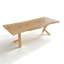 Table de salle à manger Burlywood en bois massif à pieds en X/croisés, forme libre-1982227703