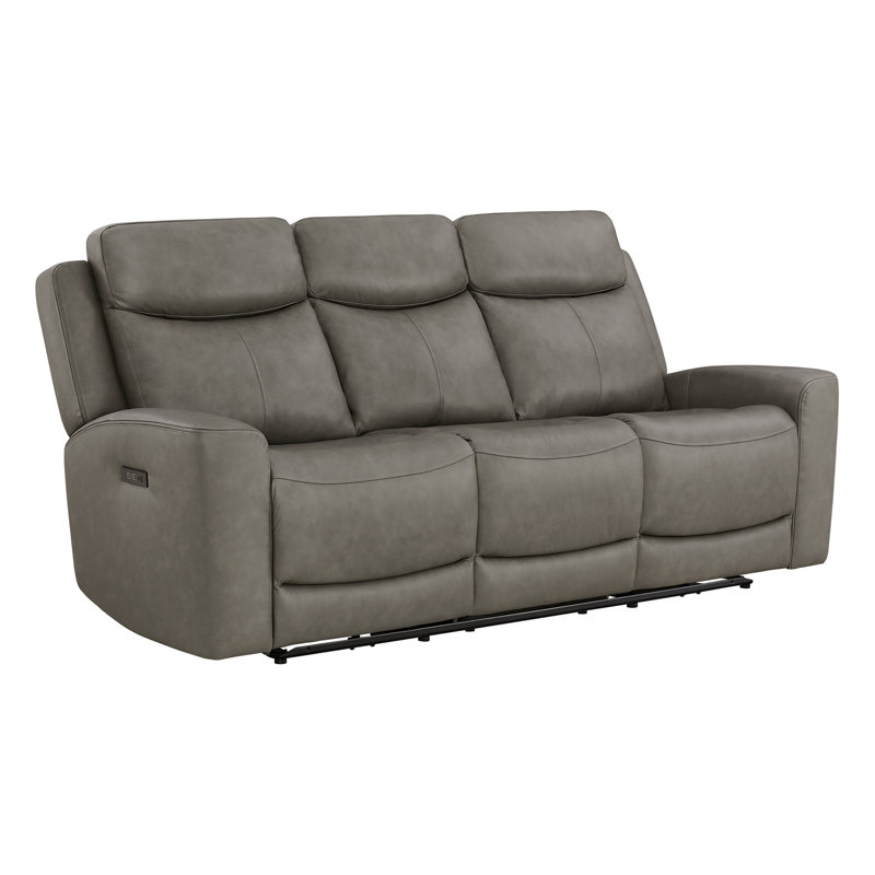 Canapé inclinable électrique en cuir véritable Achilles, Light grey