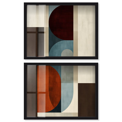 Ensemble de décoration murale de bureau Midcentury Echo IV Shadowbox Print par Art Remedy, cadre noir, 48 x 36