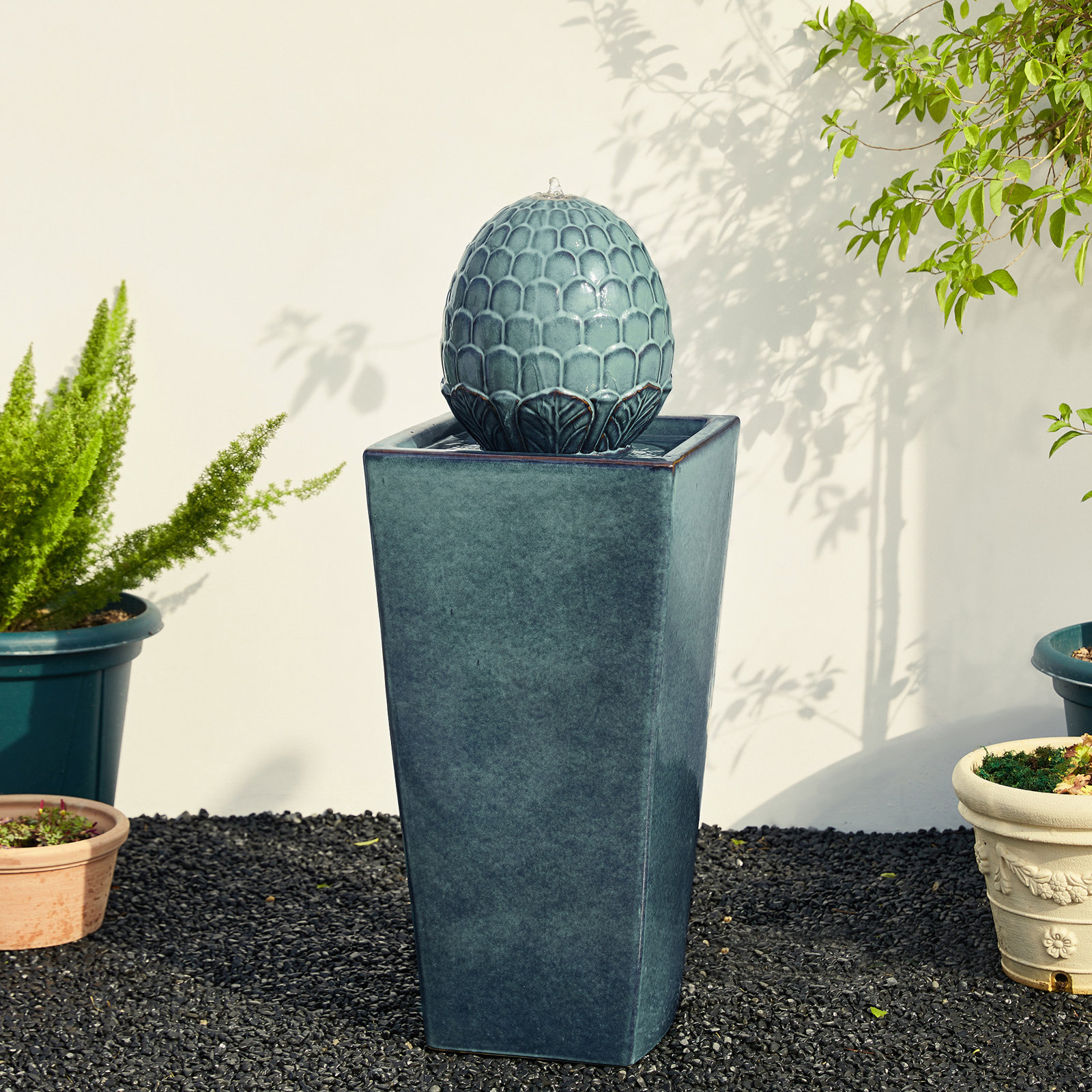 Ferrigno Ceramic / Porcelain Fountain, Turquoise