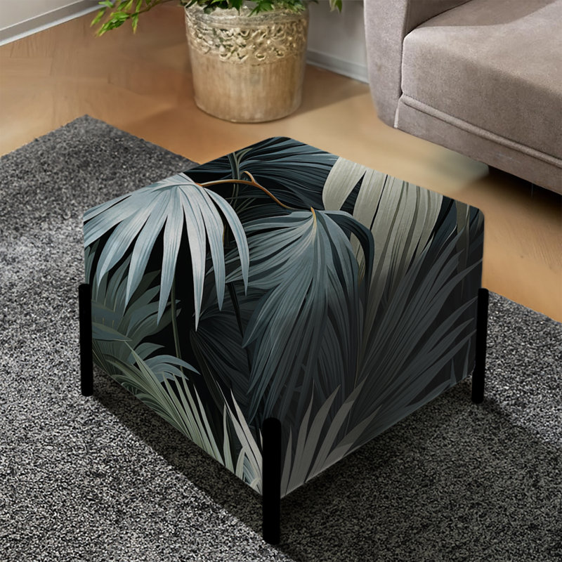 Miroir monochrome à motif tropical I - repose-pieds carré tropical