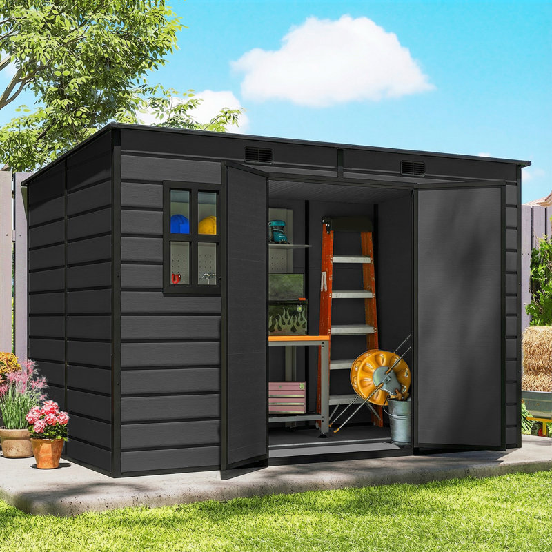 Garden Storage Shed, Dark Grey
