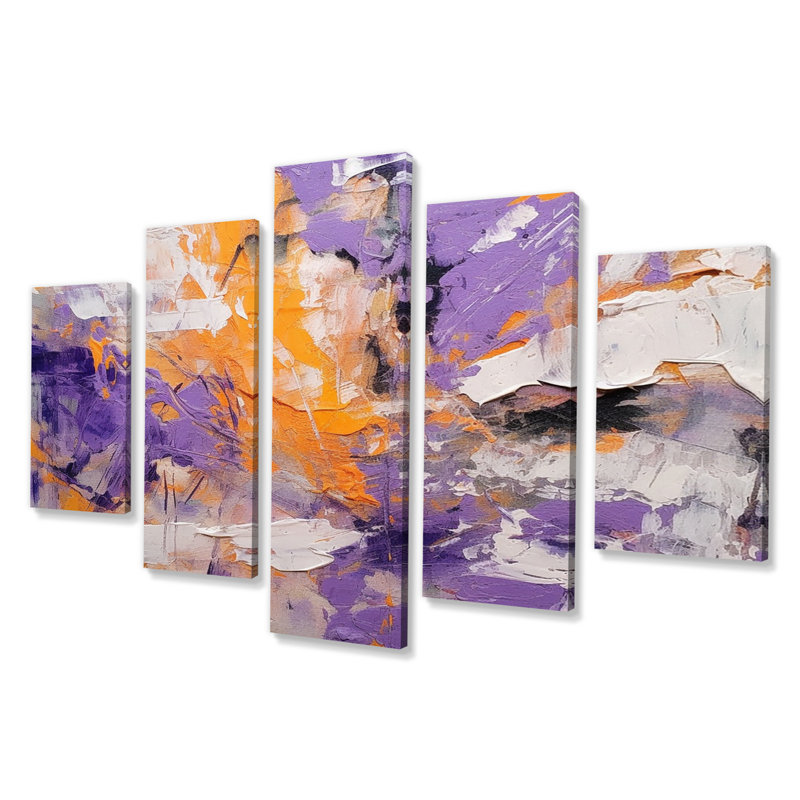 Évolution des mouvements abstraits expressionnisme III - reproduction d'art abstrait mural - 5 panneaux