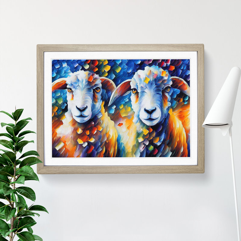 Sheep Vol.2 Abstract - Framed Print, 46cm H x 64cm W x 2cm D, Oak