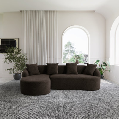 Canapé modulaire en forme de L 2 pièces avec design incurvé et méridienne orientée à gauche