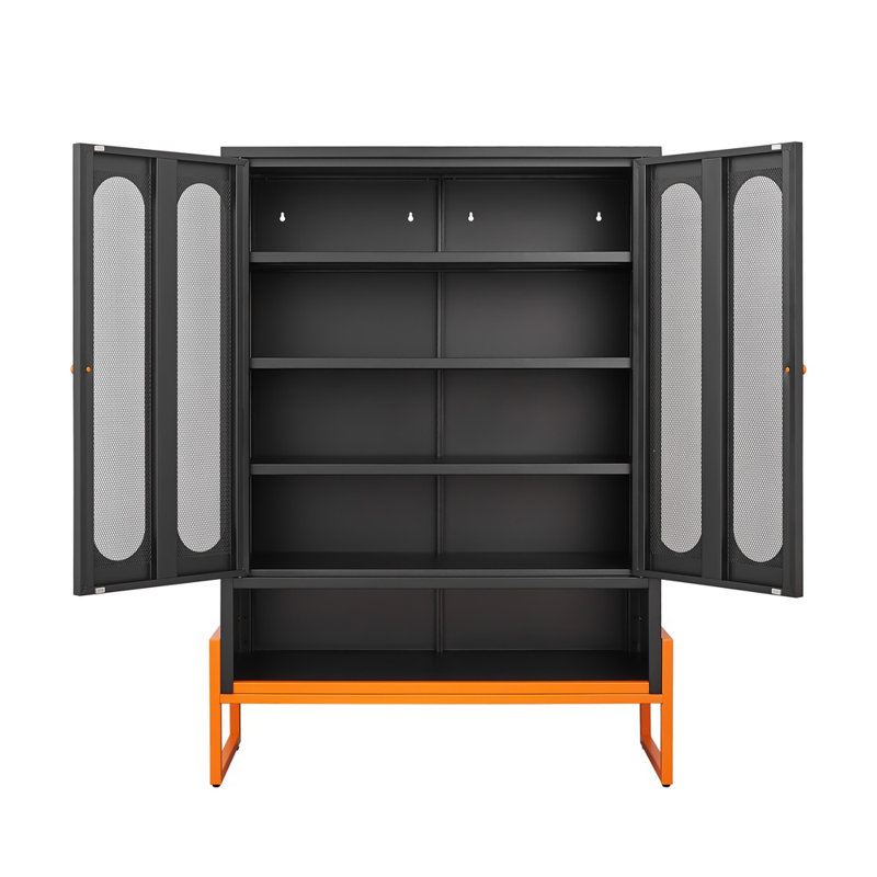 5.9" High Foot Double-sided Mesh Door Shoe Cabinet – Movable Double-layer Partitions, Hollow Base (moisture-proof/seismic), Robot Vacuum Accessible, Under-door Storage For Living Room