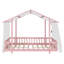 Lit plateforme double avec baldaquin en tissu transparent et guirlande lumineuse, rose-694108010-694108011