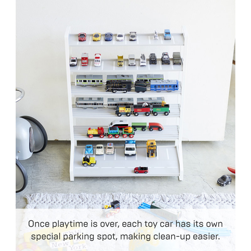 White Steel Kids' Toy Car and Train Storage Display