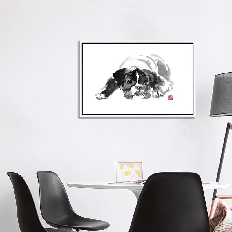 Bulldog II by Péchane - Print on Canvas, White Framed, 101.6 cm H x 66.04 cm W