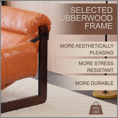 Méridienne de style médiéval moderne, accoudoirs amovibles, fauteuil en cuir ciré à l'huile rétro, chaise décorative de style rétro, convient au salon, bureau, bureau, orange multi