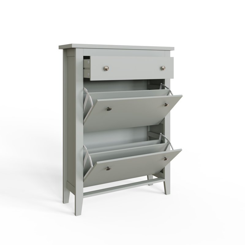 Kensington 12 Pair Flip Down Shoe Storage, Gray