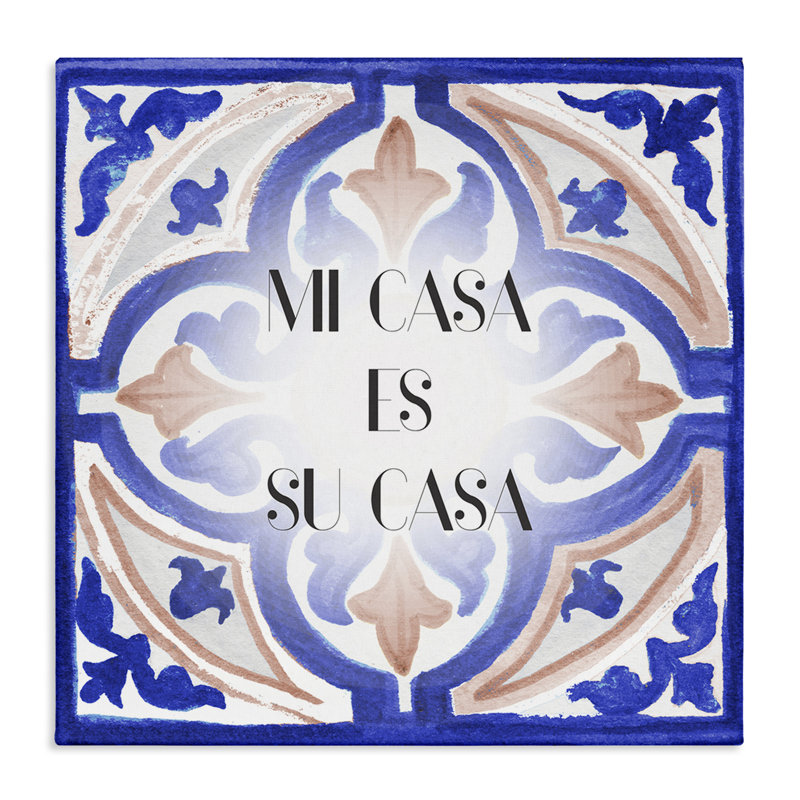 «Mi Casa Azulejos Tropicales», art mural sur toile par Elizabeth Medley, H 36 po x l 36 po