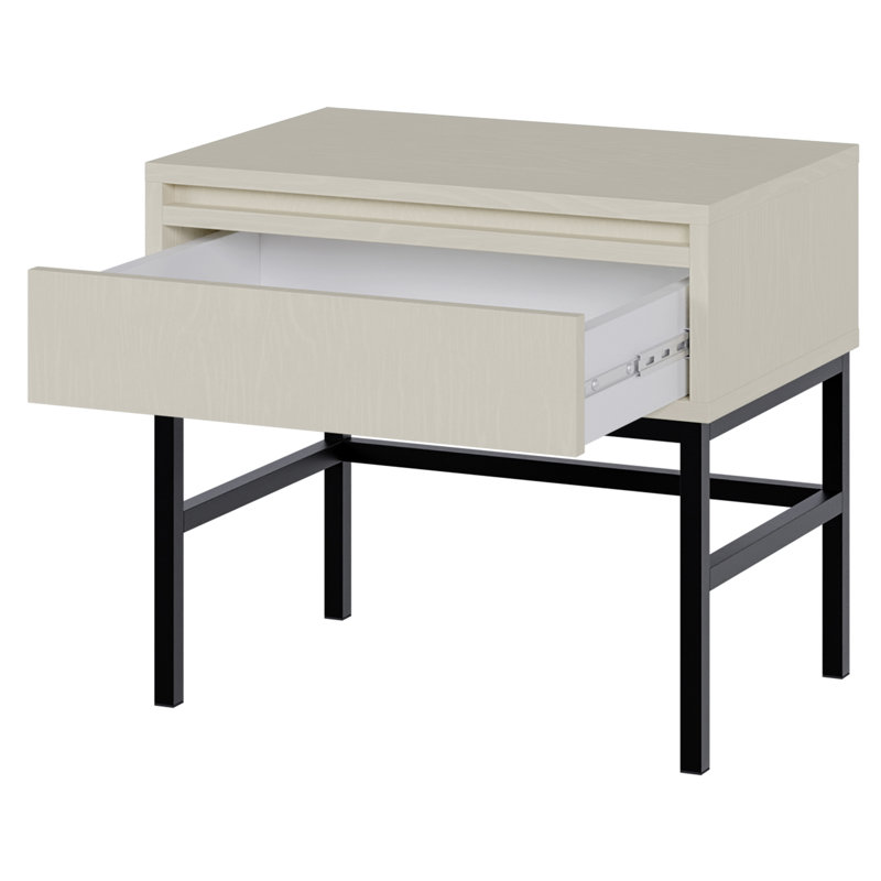 Bannie 50cm W Metal Bedside Table, Sand Beige