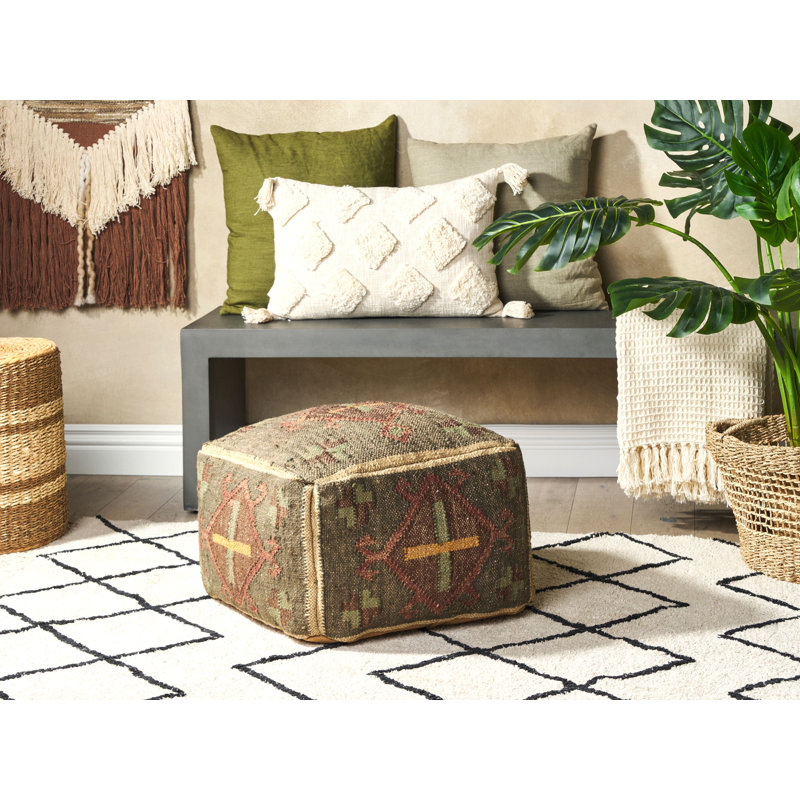 Atravion 50cm Wide Tufted Square Geometric Pouf Ottoman