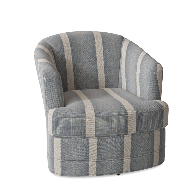 Greyson 29" Wide Swivel Barrel Chair, Light Blue and White Stripe; 0256-54