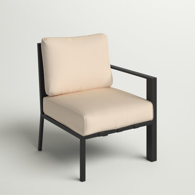 Chaise longue d'extérieur à accoudoir gauche en métal avec coussins Abordale