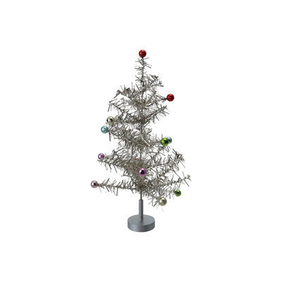 Medium Tinsel Tree With Multicolor Ball Ornaments