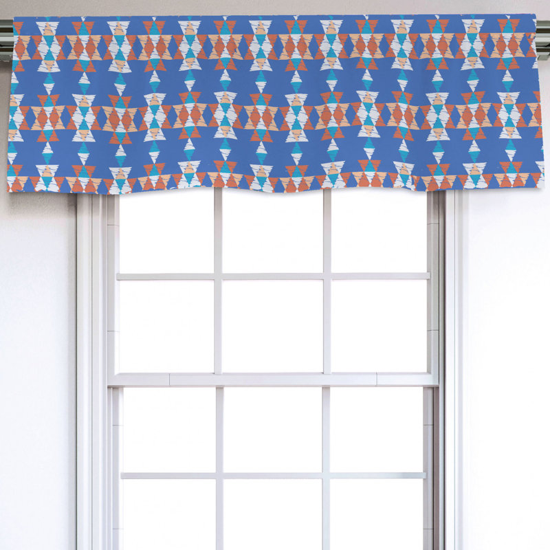 Sateen Geometric Ruffled Window Valance