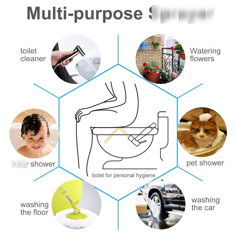 Handheld Bidet Toilet Spray - Hygienic Butt Disinfecting Quality Regulate Prompt Rust And Corrosion Feature Silver Metal Map For Toilet, Cleaning Element Vary Simply Trait Cylinder