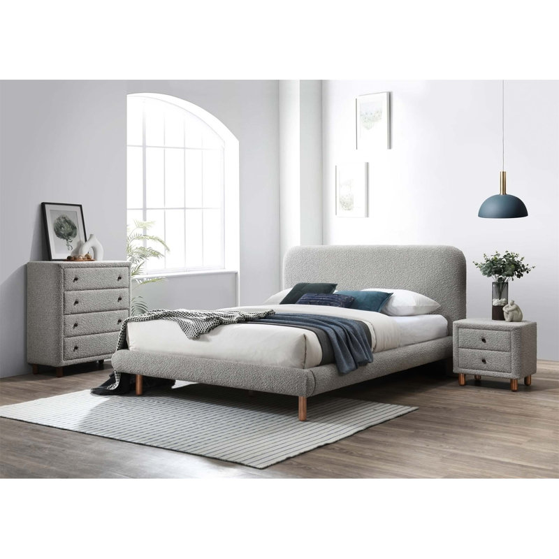 Grey 4-Drawer Upholstered Chest