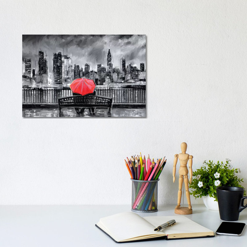 NY in Love in Red par P.D. Moreno - reproduction de photo, H 8 po x l 12 po x P 0,75 po, Toile tendue, Pas de tapis