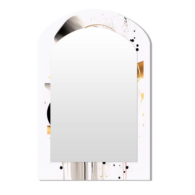 Red and Black Abstract Symphony IV - Abstract Arch Large Mirror, Modern Asymmetrical Unique Wall Mirror Decor, Printed Metal Art