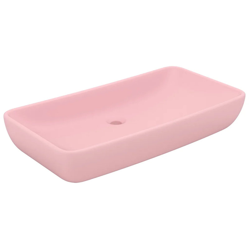 Belfry Bathroom Mcneely 710mm L x 380mm W Ceramic Rectangular Sink, Pink