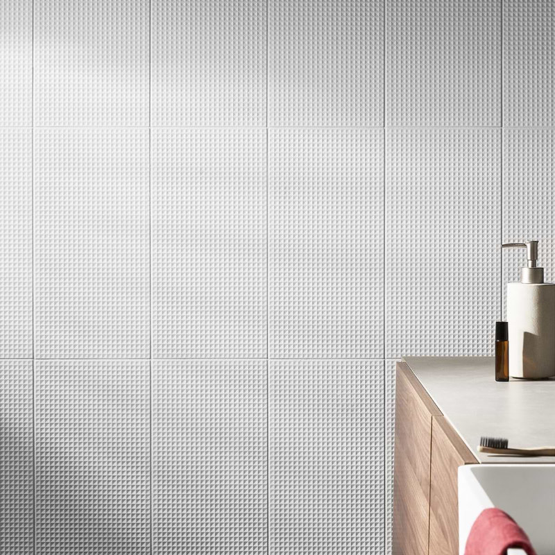 Kinzie 8x16 Waffle Textured Matte Ceramic Tile, White