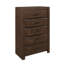 Grande commode Rawn, 5 tiroirs avec poignées en métal, placage d'okoumé brun