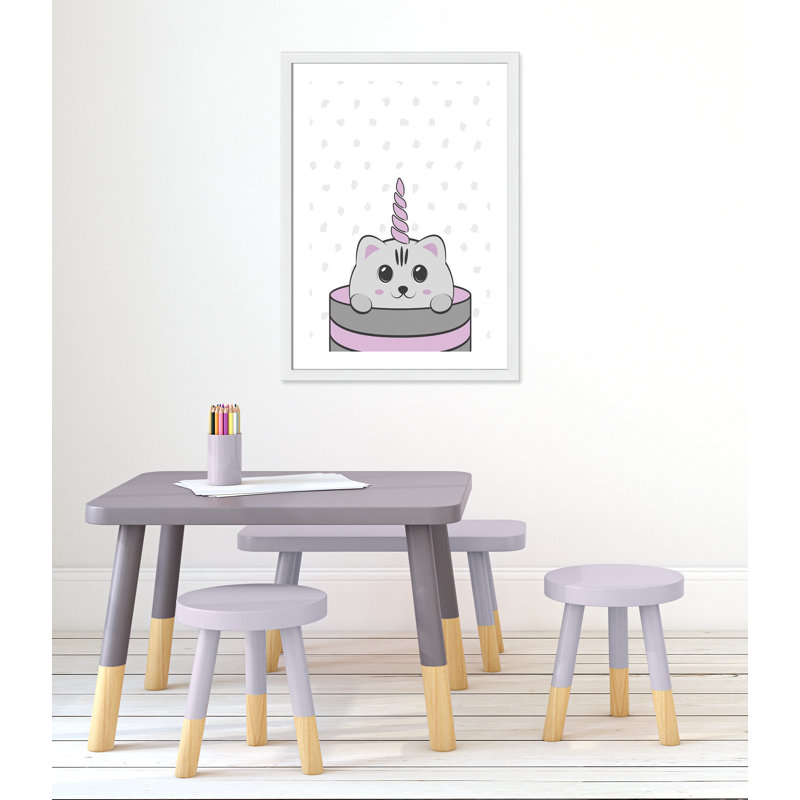Caticorn I, art encadré, H 34,5 po x l 24,5 po x P 0,63 po, Cadre blanc