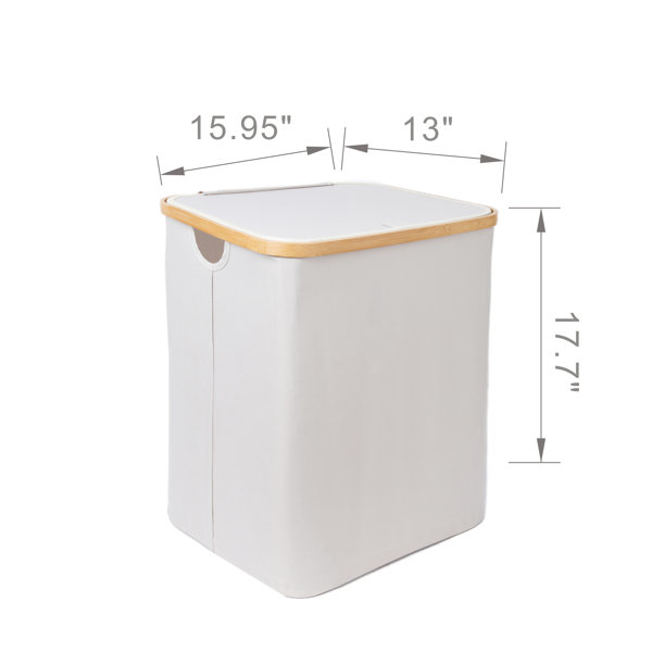 60L Capacity Bamboo Laundry Basket with Handle, Foldable Laundry Basket, Hamper - Off White Latitude Run Color: Off White