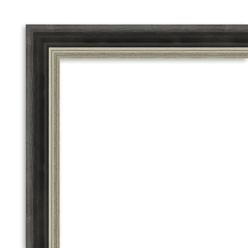 Wisley Solid Wood Rectangle Wall Mirror, 25.25" x 19.25", Black Silver