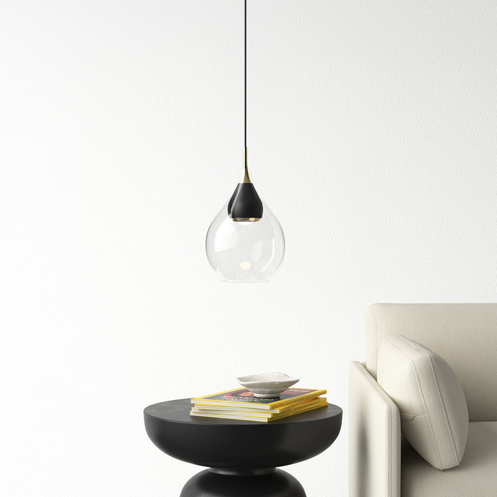 Demetra Single Light Glass Dimmable LED Pendant